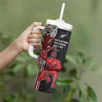 Toitu Te Reo Maori Toitu Te Whenua Toitu Te Tiriti Tumbler With Handle Maori Warrior LT01 - Polynesian Pride