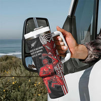 Toitu Te Reo Maori Toitu Te Whenua Toitu Te Tiriti Tumbler With Handle Maori Warrior LT01 - Polynesian Pride