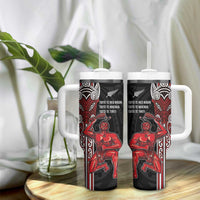 Toitu Te Reo Maori Toitu Te Whenua Toitu Te Tiriti Tumbler With Handle Maori Warrior LT01 - Polynesian Pride