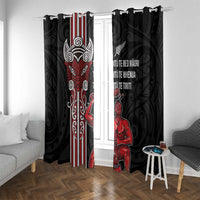 Toitu Te Reo Maori Toitu Te Whenua Toitu Te Tiriti Window Curtain Maori Warrior New Zealand LT01 With Grommets Black - Polynesian Pride