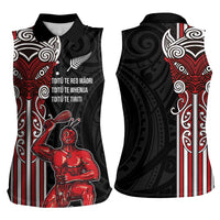 Toitu Te Reo Maori Toitu Te Whenua Toitu Te Tiriti Women Sleeveless Polo Shirt Maori Warrior New Zealand LT01 - Polynesian Pride