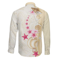Beige Frangipani Sea Shell Family Matching Off Shoulder Short Dress and Hawaiian Shirt Starfish Polynesian Pattern LT01 - Polynesian Pride