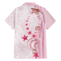 Pink Plumeria Sea Shell Family Matching Off Shoulder Maxi Dress and Hawaiian Shirt Starfish Polynesian Pattern LT01 - Polynesian Pride