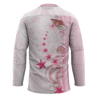 Pink Plumeria Sea Shell Hockey Jersey Starfish Polynesian Pattern - Polynesian Pride