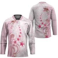 Pink Plumeria Sea Shell Hockey Jersey Starfish Polynesian Pattern - Polynesian Pride