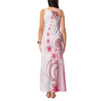 Pink Plumeria Sea Shell Tank Maxi Dress Starfish Polynesian Pattern - Polynesian Pride