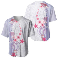 Purple Plumeria Sea Shell Baseball Jersey Starfish Polynesian Pattern - Polynesian Pride