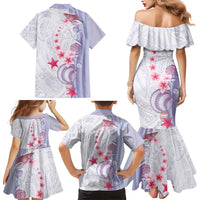 Purple Plumeria Sea Shell Family Matching Mermaid Dress and Hawaiian Shirt Starfish Polynesian Pattern LT01 - Polynesian Pride