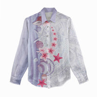 Purple Plumeria Sea Shell Women Casual Shirt Starfish Polynesian Pattern - Polynesian Pride