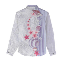 Purple Plumeria Sea Shell Women Casual Shirt Starfish Polynesian Pattern - Polynesian Pride