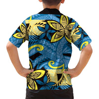 Plumeria Polynesian Pattern Family Matching Tank Maxi Dress and Hawaiian Shirt Unique Fantasy Blue Yellow LT01 - Polynesian Pride