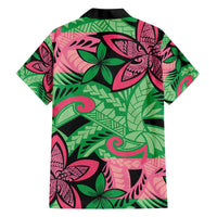 Plumeria Polynesian Pattern Family Matching Off The Shoulder Long Sleeve Dress and Hawaiian Shirt Unique Fantasy Green Pink LT01 - Polynesian Pride
