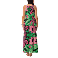 Plumeria Polynesian Pattern Family Matching Tank Maxi Dress and Hawaiian Shirt Unique Fantasy Green Pink LT01 - Polynesian Pride