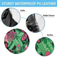 Plumeria Polynesian Pattern Spare Tire Cover Unique Fantasy Green Pink