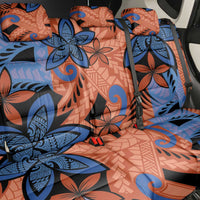 Plumeria Polynesian Pattern Back Car Seat Cover Unique Fantasy Orange Blue