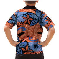 Plumeria Polynesian Pattern Family Matching Mermaid Dress and Hawaiian Shirt Unique Fantasy Orange Blue LT01 - Polynesian Pride