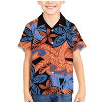 Plumeria Polynesian Pattern Family Matching Mermaid Dress and Hawaiian Shirt Unique Fantasy Orange Blue LT01 Son's Shirt Orange - Polynesian Pride