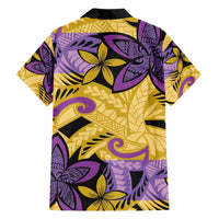 Plumeria Polynesian Pattern Family Matching Long Sleeve Bodycon Dress and Hawaiian Shirt Unique Fantasy Yellow Purple LT01 - Polynesian Pride