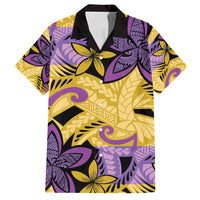 Plumeria Polynesian Pattern Family Matching Puletasi and Hawaiian Shirt Unique Fantasy Yellow Purple LT01 Dad's Shirt - Short Sleeve Yellow - Polynesian Pride