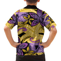 Plumeria Polynesian Pattern Family Matching Short Sleeve Bodycon Dress and Hawaiian Shirt Unique Fantasy Yellow Purple LT01 - Polynesian Pride
