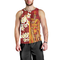 Hawaii King Kamehameha Men Tank Top Plumeria Lauhala Pattern