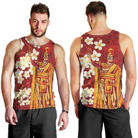 Hawaii King Kamehameha Men Tank Top Plumeria Lauhala Pattern
