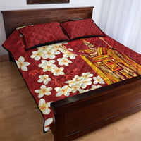 Hawaii King Kamehameha Quilt Bed Set Plumeria Lauhala Pattern