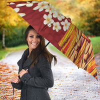Hawaii King Kamehameha Umbrella Plumeria Lauhala Pattern