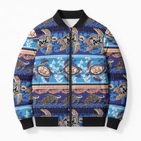 Hawaii Turtles Pattern Special Blue Bomber Puffer Jacket - Polynesian Pride