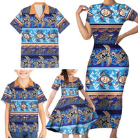 Hawaii Turtles Pattern Special Blue Family Matching Short Sleeve Bodycon Dress and Hawaiian Shirt LT01 - Polynesian Pride