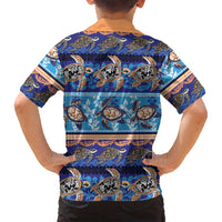 Hawaii Turtles Pattern Special Blue Family Matching Tank Maxi Dress and Hawaiian Shirt - Polynesian Pride
