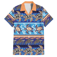 Hawaii Turtles Pattern Special Blue Family Matching Tank Maxi Dress and Hawaiian Shirt - Polynesian Pride