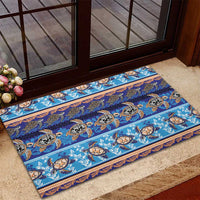 Hawaii Turtles Pattern Special Blue Rubber Doormat - Polynesian Pride
