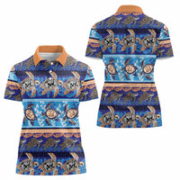 Hawaii Turtles Pattern Special Blue Women Polo Shirt - Polynesian Pride