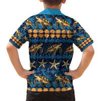 Hawaii Turtles Starfish Unique Pattern Family Matching Long Sleeve Bodycon Dress and Hawaiian Shirt LT01 - Polynesian Pride