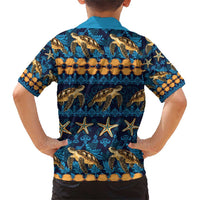 Hawaii Turtles Starfish Unique Pattern Family Matching Short Sleeve Bodycon Dress and Hawaiian Shirt LT01 - Polynesian Pride