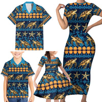 Hawaii Turtles Starfish Unique Pattern Family Matching Short Sleeve Bodycon Dress and Hawaiian Shirt LT01 - Polynesian Pride