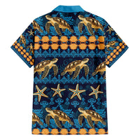 Hawaii Turtles Starfish Unique Pattern Family Matching Short Sleeve Bodycon Dress and Hawaiian Shirt LT01 - Polynesian Pride