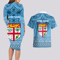 Fiji Rugby Couples Matching Long Sleeve Bodycon Dress and Hawaiian Shirt Fijian Go 2023 World Cup LT01 - Polynesian Pride