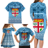 Fiji Rugby Family Matching Long Sleeve Bodycon Dress and Hawaiian Shirt Fijian Go 2023 World Cup LT01 - Polynesian Pride