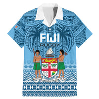 Fiji Rugby Family Matching Mermaid Dress and Hawaiian Shirt Fijian Go 2023 World Cup LT01 Dad's Shirt - Short Sleeve Blue - Polynesian Pride