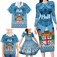 Custom Fiji Rugby Family Matching Long Sleeve Bodycon Dress and Hawaiian Shirt Fijian Go 2023 World Cup LT01 - Polynesian Pride
