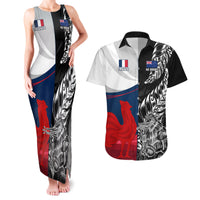 Custom New Zealand And France Rugby Couples Matching Tank Maxi Dress and Hawaiian Shirt XV de France Kiwi Silver Fern 2023 World Cup LT01 Black - Polynesian Pride