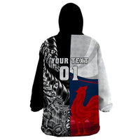 Custom New Zealand And France Rugby Wearable Blanket Hoodie XV de France Kiwi Silver Fern 2023 World Cup LT01 - Polynesian Pride
