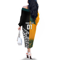 Custom New Zealand And Australia Rugby Family Matching Off Shoulder Long Sleeve Dress and Hawaiian Shirt Wallabies Kiwi Silver Fern 2023 World Cup LT01 - Polynesian Pride