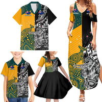 Custom New Zealand And Australia Rugby Family Matching Summer Maxi Dress and Hawaiian Shirt Wallabies Kiwi Silver Fern 2023 World Cup LT01 - Polynesian Pride
