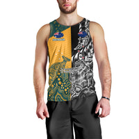 Custom New Zealand And Australia Rugby Men Tank Top Wallabies Kiwi Silver Fern 2023 World Cup LT01 - Polynesian Pride