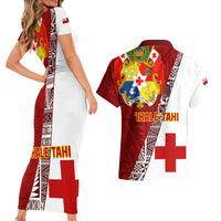 Tonga Rugby Couples Matching Short Sleeve Bodycon Dress and Hawaiian Shirt Tongan Go 2023 World Cup LT01 - Polynesian Pride
