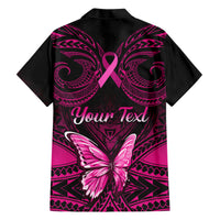 Personalised Pink Out Family Matching Short Sleeve Bodycon Dress and Hawaiian Shirt Breast Cancer Awareness Polynesian Pattern Black Version LT01 - Polynesian Pride