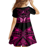 Personalised Pink Out Family Matching Summer Maxi Dress and Hawaiian Shirt Breast Cancer Awareness Polynesian Pattern Black Version LT01 - Polynesian Pride